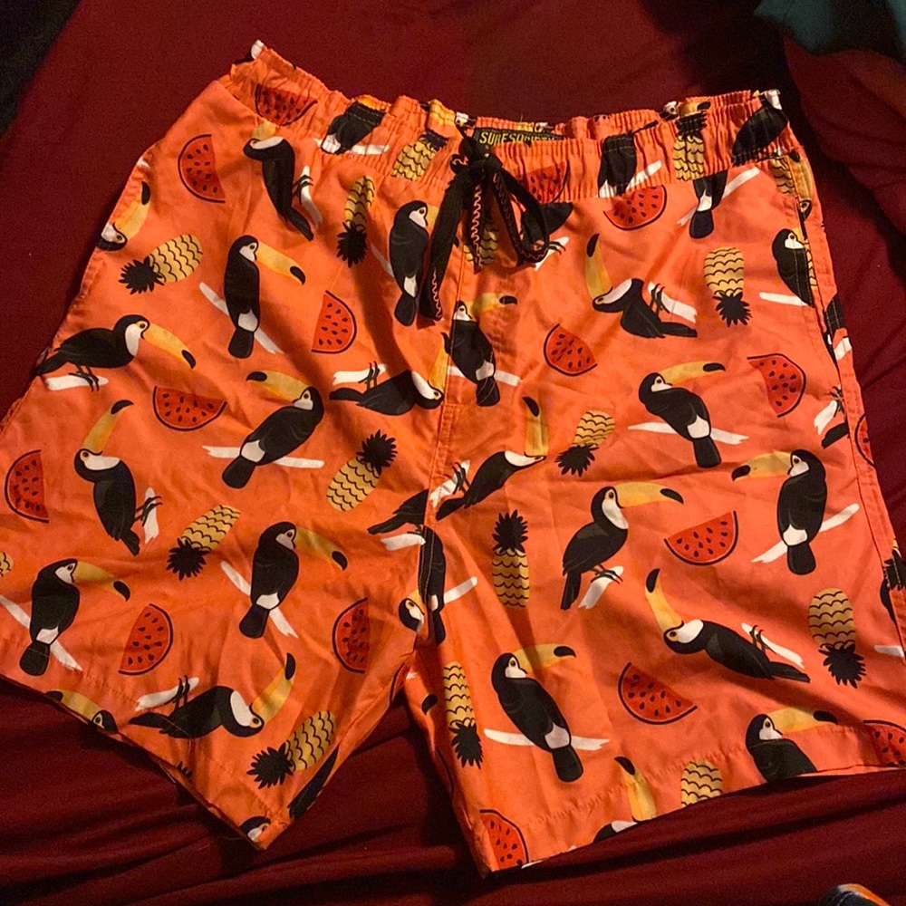 orange boys swim trunks